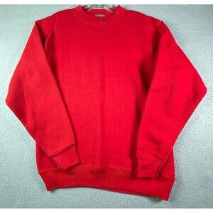 Vintage Oneita Power Sweats Sweatshirt Women's Large Red Solid Blank Pullover